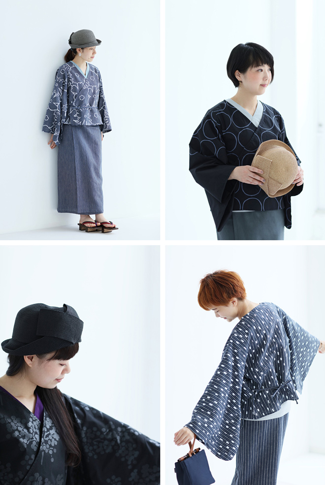 SOU•SOU〈ソウソウ〉小袖寛衣（こそでかんい）南天と余白 M黒