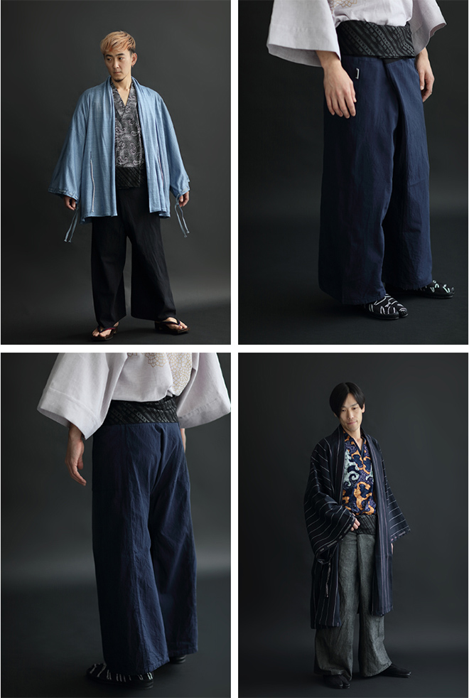 ソウソウ SOU・SOU 伊勢木綿 20/20 麻混 風靡 下 濡羽色 L 傾